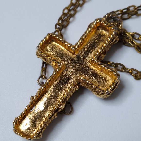 Vintage Metal Decorative Cross Necklace 23 Inches - Picture 10 of 14